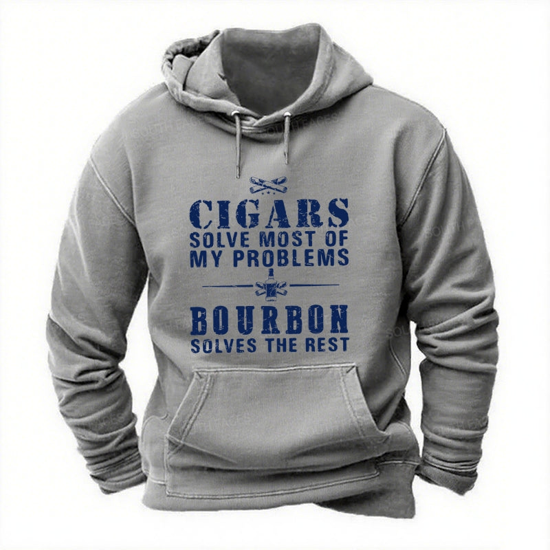 Cigars Solve Most Of My Problems Bourbon Solves The Rest Hoodies