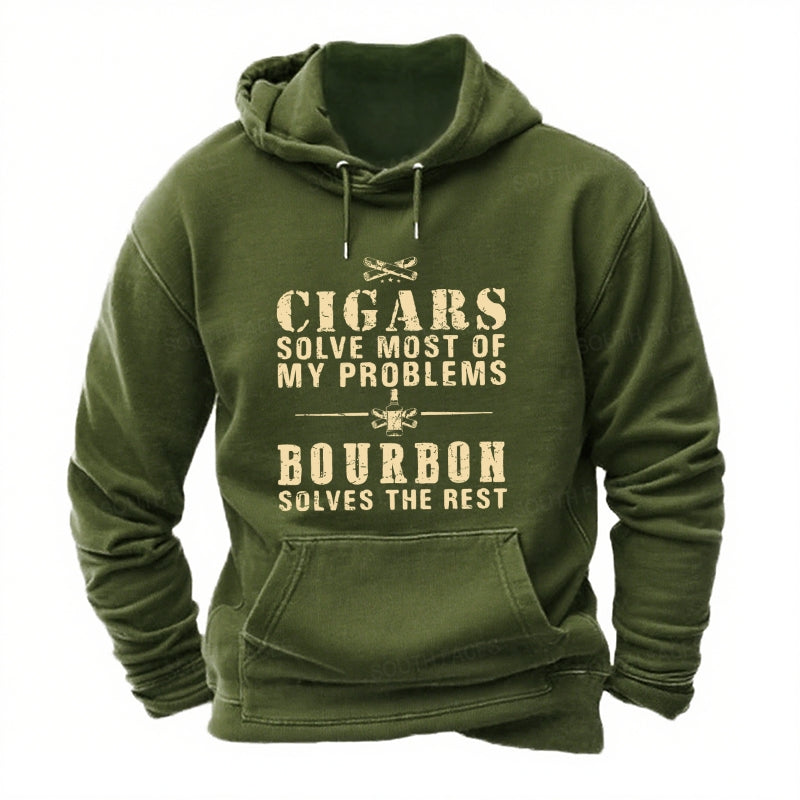 Cigars Solve Most Of My Problems Bourbon Solves The Rest Hoodies