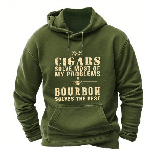 Cigars Solve Most Of My Problems Bourbon Solves The Rest Hoodies