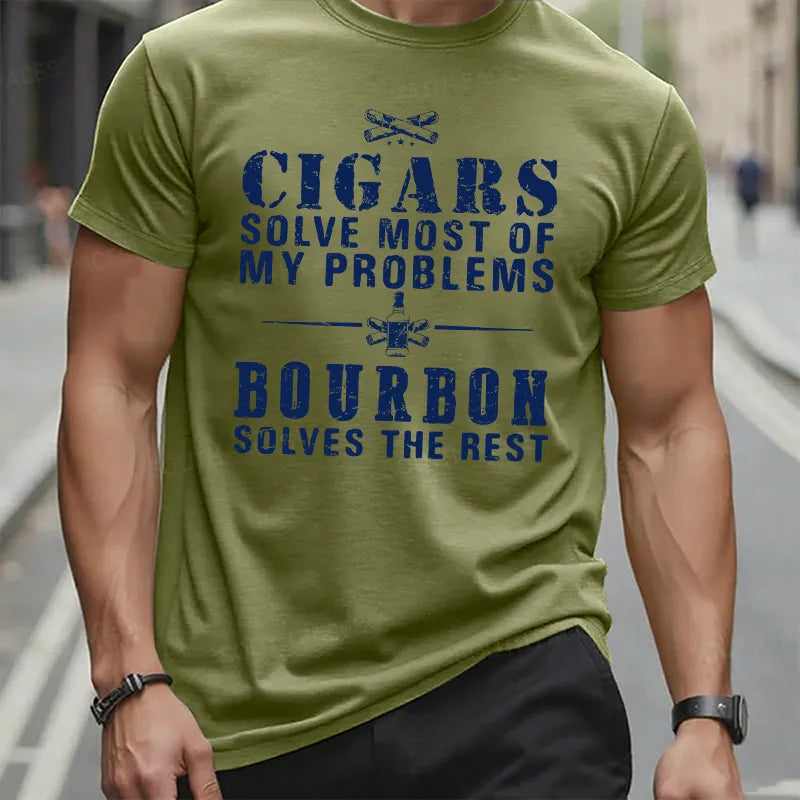 Cigars Solve Most Of My Problems Bourbon / Whiskey Does The Rest T-shirt