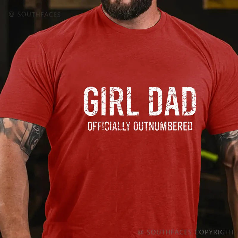 Girl Dad Officially Outnumbered Funny Gift T-shirt